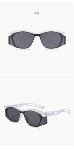 Futuristic cool white hollowed-out curved frame sunglasses for kids outdoor sports