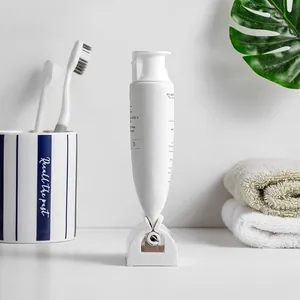 Presse-dentifrice manuel blanc et distributeur à rouleau pour rangement de bain