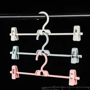 Adjustable Plastic Pants Hangers With Clips Stackable Non-Slip Skirt Hangers Space Saving Closet Storage Hangers For Adults Home