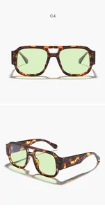 Vista detallada de gafas de sol de aviador retro cuadradas con montura de carey