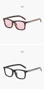 Vue détaillée des lunettes carrées vintage en écaille rose et noir uni