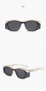 Cool hollowed-out curved children's sports sunglasses in beige with UV protection