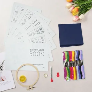 Kit complet de broderie DIY avec fils colorés et tambour en bois pour débutants