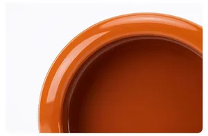 Macro detail of glossy orange food-grade storage box rim showing smooth texture