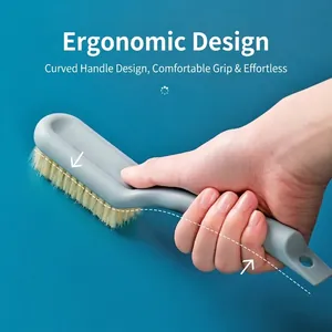 Ergonomic plastic long handle shoe brush with soft bristles for efficient cleaning