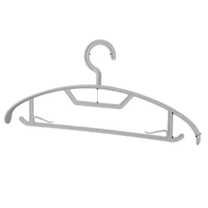 Durable grey plastic clothes hanger with non-slip design for wet and dry laundry use