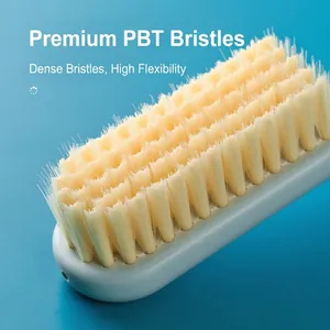 Multifunctional shoe cleaning brush with soft dense PBT bristles and blue handle