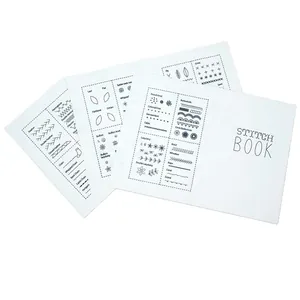 Livre de broderie avec divers motifs sur pages en lin pour travaux d'aiguille DIY