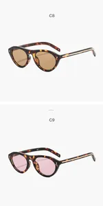 Vintage cat-eye tortoiseshell sunglasses with rivet details in brown and pink lenses