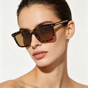 Lunettes de soleil carrées rétro classiques en écaille pour hommes et femmes avec UV