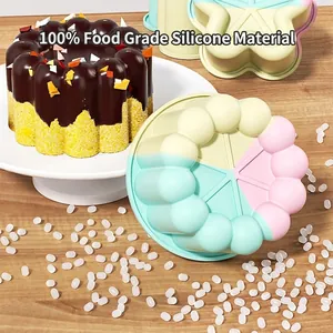 Lebensmittelechte Silikonform für Mousse-Kuchen in Blumen- und Herzform zum Backen.