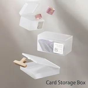 Set of transparent PP plastic storage boxes in various sizes for minimalist desk organization