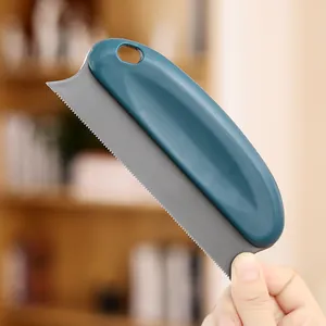 Double-sided pet de-shedding brush with ergonomic handle for dogs and cats