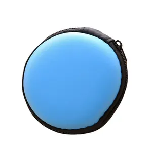 Tragbare blaue runde EVA-Hartschalentasche für Mini-Kopfhörer und USB-Ladegeräte