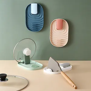 Support pliable polyvalent pour couvercle de marmite et spatule en couleurs pastel