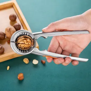 Heavy duty aluminum alloy walnut cracker tool with dual ports for cracking various nuts