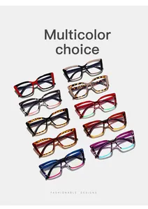Collection of stylish cat-eye anti-blue light glasses in ten vibrant color combinations