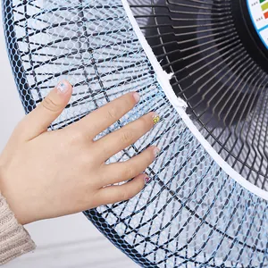 Blue mesh safety fan cover designed for baby finger protection on electric fans