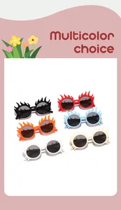 Une sélection de six lunettes de soleil colorées en forme de flamme pour enfants