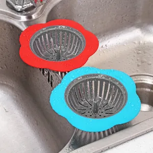 Blumenförmiger Spülbeckenfilter für die Küche zur Vermeidung von Verstopfungen in Rot