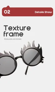 Détail macro de la monture flamme noire des lunettes de soleil enfant