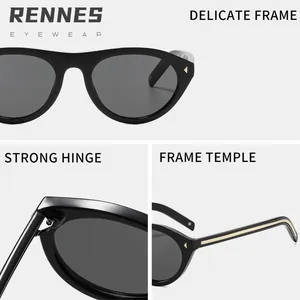 Premium vintage black cat-eye sunglasses featuring gold rivets and reinforced metal hinges