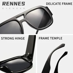 Gafas de sol de aviador cuadradas retro con bisagras duraderas y patillas elegantes