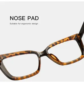 Detailed view of the ergonomic integrated nose pads on stylish tortoise shell glasses