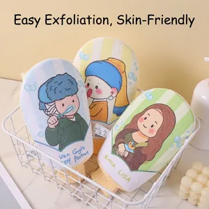 Exfoliating bath mitt set with creative art prints for gentle skin care