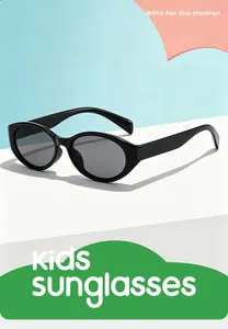 Fashionable black cat-eye sunglasses for children featuring UV protection PC frame