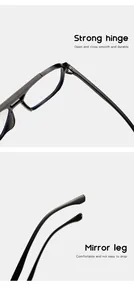 Detail view of black aviator anti-blue light glasses showing strong hinge and temple.