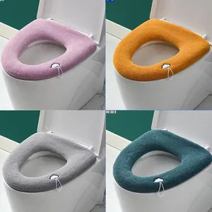 Warm thickened knitted toilet seat cover set with cloud pull handle in four colors