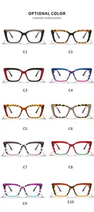Grid display showing ten color options for stylish large-frame anti-blue light glasses.