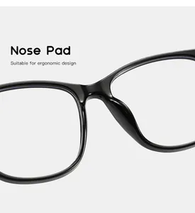 Detail showing the ergonomic integrated nose pads of children's square frame glasses.