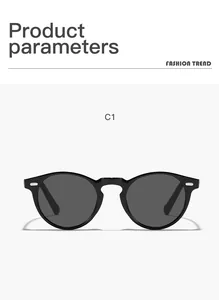 Detailed view of vintage black round frame sunglasses with C1 color code identifier
