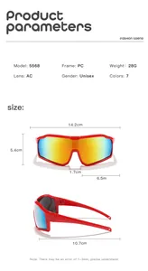 Détails des lunettes de soleil sport pour enfants avec dimensions et spécifications