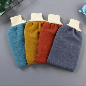 Exfoliating Bath Glove Double Sided Rayon Scrubbing Mitt For Body Skin Deep Cleaning Shower Scrubber With Elastic Cuff Bathroom Accessory
