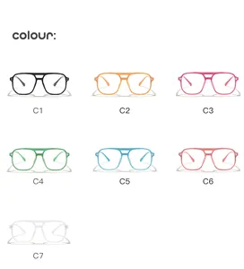 Detailed view of children's candy-colored aviator glasses in seven different frames