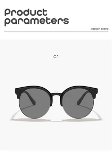 Stylische runde Kindersonnenbrille mit Halbrandgestell und schützenden grauen Gläsern