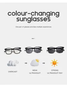 Close-up showing children's square photochromic sunglasses changing lens color