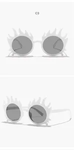 Vues de face et de profil de lunettes de soleil flammes blanches pour enfants