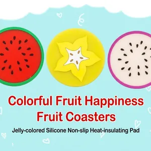 Sottobicchieri in silicone colorato a forma di frutta anguria carambola e frutto del dragone