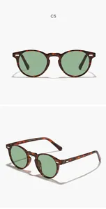 Vintage tortoiseshell round frame sunglasses featuring green lenses in detailed views