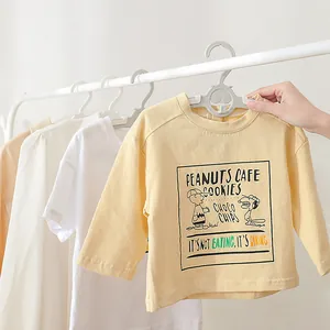 Grey non-slip retractable plastic hangers designed for children's clothes in home use