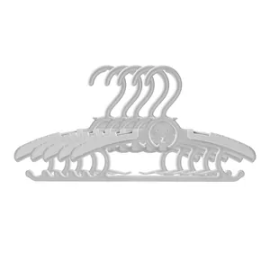Set of white adjustable seamless children's hangers featuring a cute owl design for nursery