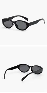 Detailed view of kids' stylish black cat-eye sunglasses with durable PC frame and UV protection
