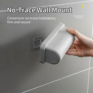 Organisateur mural gris minimaliste pour sacs poubelle avec installation sans perçage