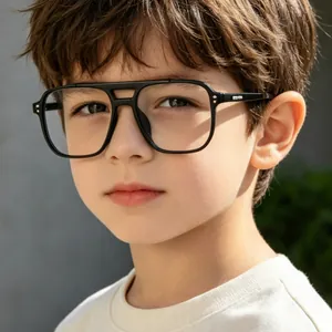 Kids Anti Blue Light Photochromic Sunglasses Aviator Square Frame Candy Color One Lens Dual Use Glasses For Children