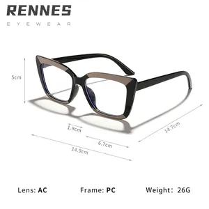 Stylish cat-eye blue light blocking glasses with two-tone large frame for women
