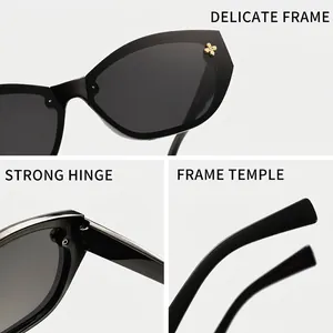 Vintage γυαλιά ηλίου cat-eye για γυναίκες με χρυσό τριφύλλι και ενισχυμένους μεντεσέδες